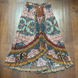 Bhanuni by Jyoti Anthropologie Multicolored High-Low Maxi Skirt, Size 6